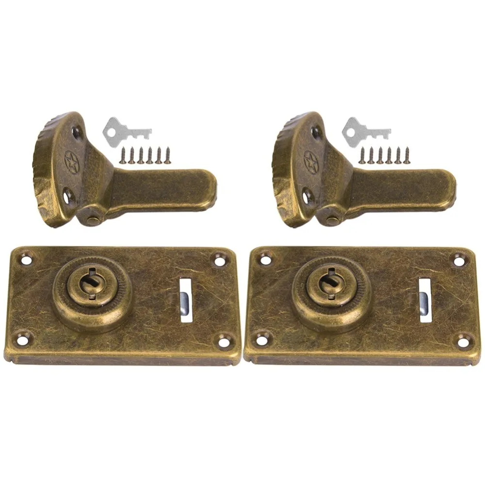 2pcs Bronze Finish Wooden Box Hasp Antique Lock Heavy Duty Antique Hardware Fastener Furniture Accessories For Chests & Trunks