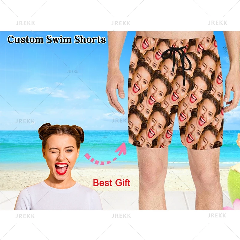 Summer 3D Printed Custom Face Beach Shorts Women Funny Design Swim Trunks Men Fashion Board Shorts Kawaii Streetwear Short Pants