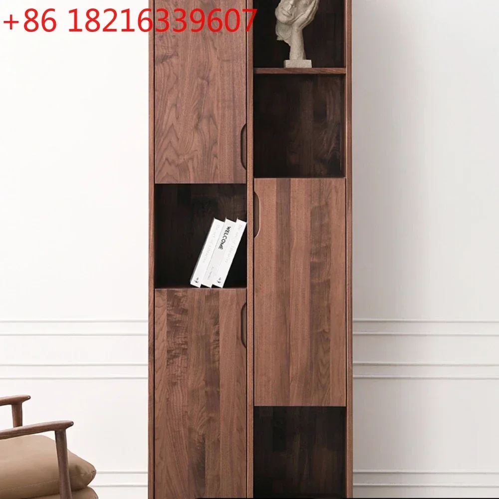 TV Side Cabinet Living Room Clothes Closet Solid Wood Bookcase with Door