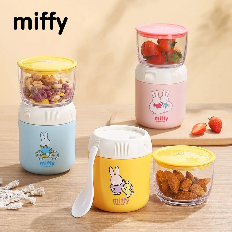 Kawaii Miffy Cartoon Edelstahl Suppe Tasse Mehrzweck Doppel Frühstück Tasse Milch Salat Tasse Suppe Kann Weihnachten Geschenk