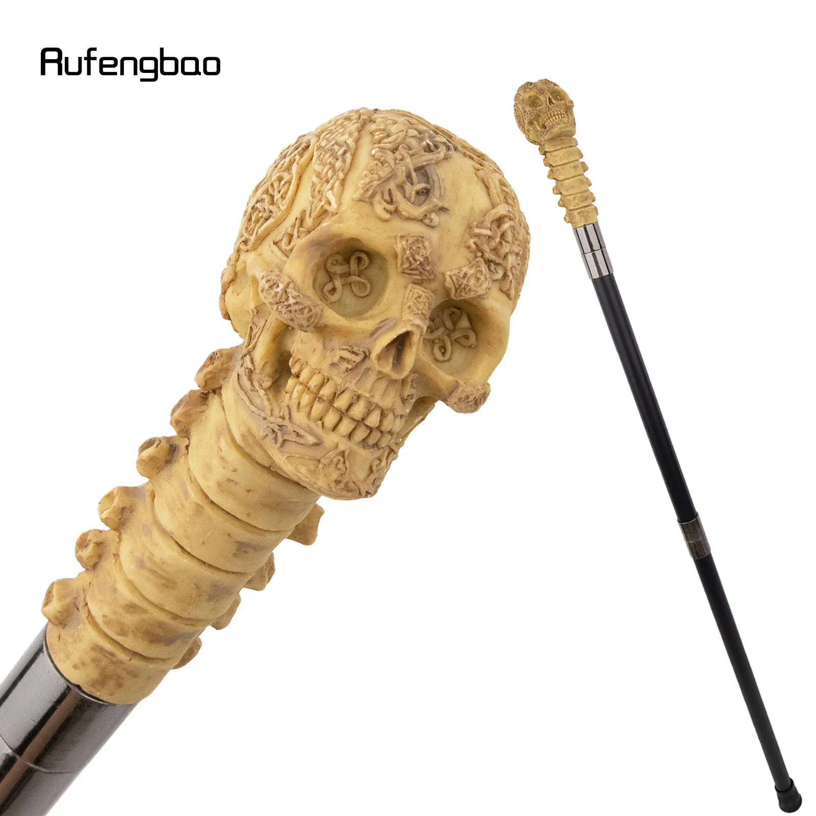 

Yellow Resin Skull Monster Head Walking Cane Fashion Decorative Steel Stick Gentleman Elegant Cosplay Cane Knob Crosier 94cm