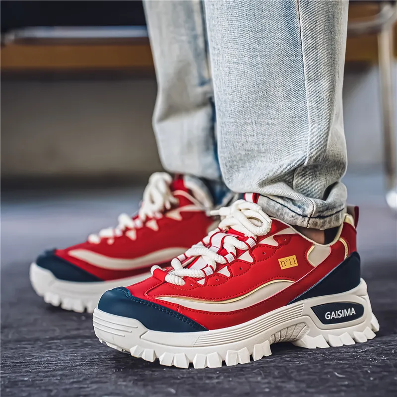 Stylish Red Sneakers Men Streetwear Hip Hop Fashionable Sneakers Men Designer Casual Shoes Original Men's Leisure Running Shoes