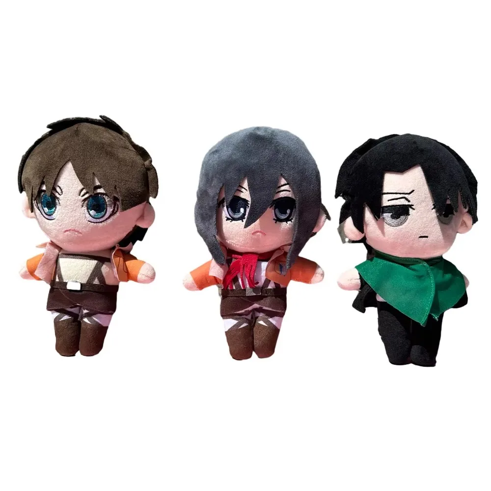 Nuevos Peluches de Anime Ataque a los Titanes, Muñecos Kawaii de Levi, Eren y Mikasa, Lindos Peluches Coleccionables Verdes, Cosplay para Fans