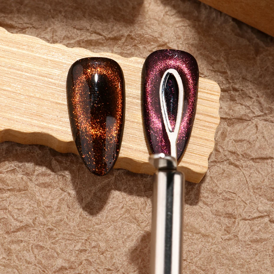 Strumento ausiliario per forchetta in ferro con effetto occhio di gatto cavo magnetico Cat Eye con foro nero per strumenti per accessori magnetici per smalto fai da te per nail art