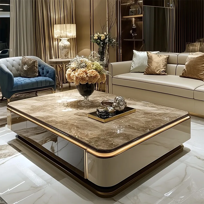 

Classic Italian Coffee Tables Brown High Quality Designer Living Room Coffee Tables Modern Luxury Mesa De Centro Furniture Home
