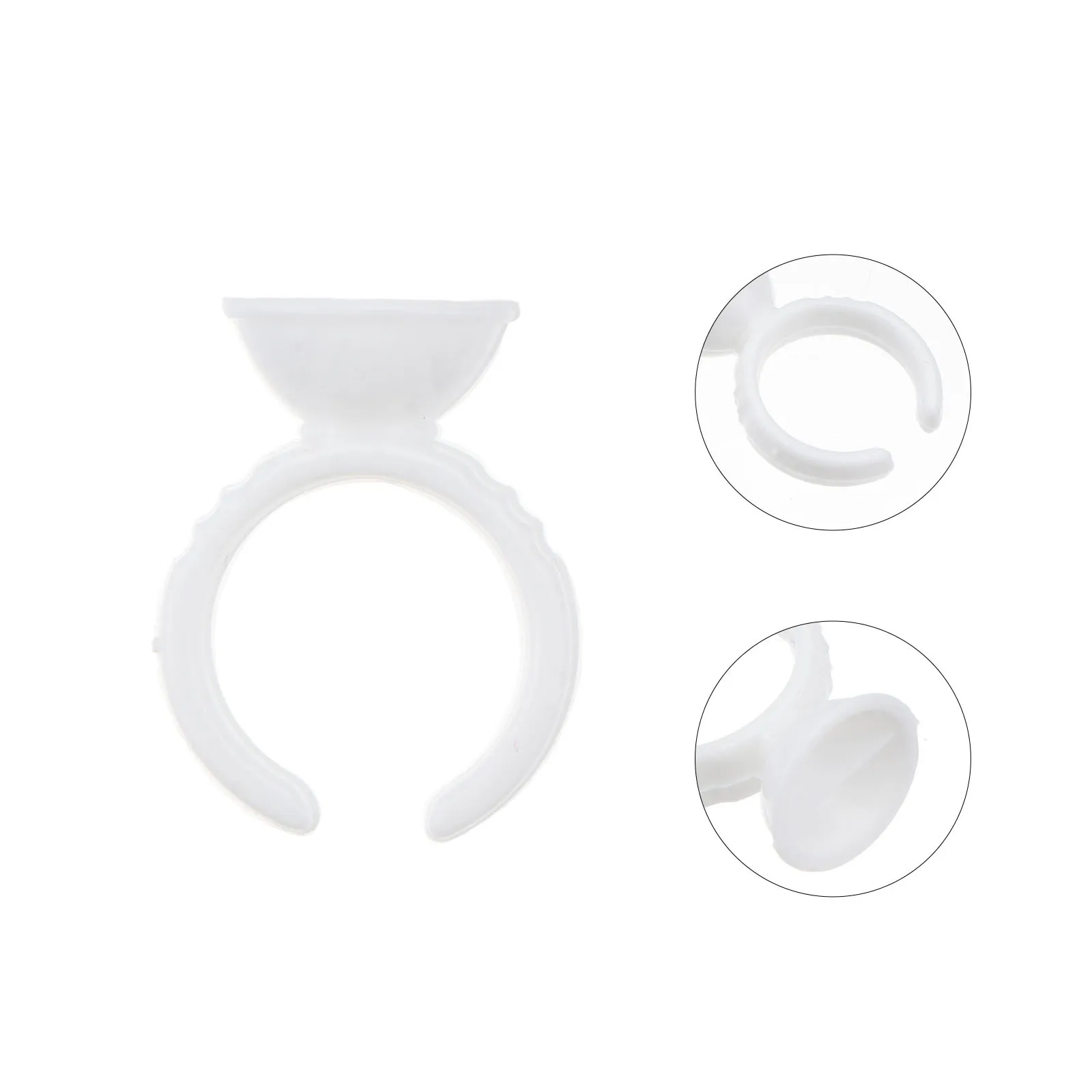 

100Pcs White Plastic Disposable Glue Ring Holders Lash Extension Removal Primer Eyelash Application Quick Easy Tool Set
