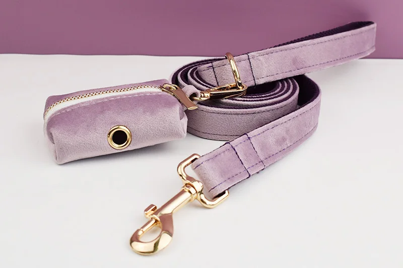 Deep Purple Velvet Powder Samt-Hundehalsband und Leinen-Set für individuell gravierte Namensschilder, Heimtierbedarf, Hundeleine, Samt 06 – Detail 7