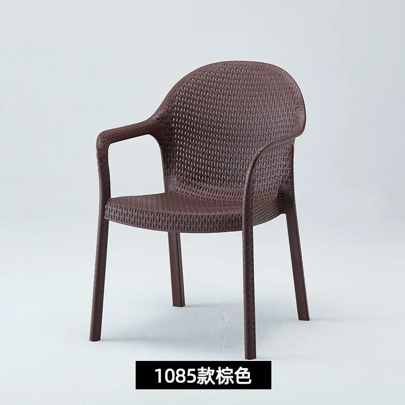 Outdoor plastic chair waterproof and sunscreen back chair outdoor courtyard garden villa table and simulation rattan chair