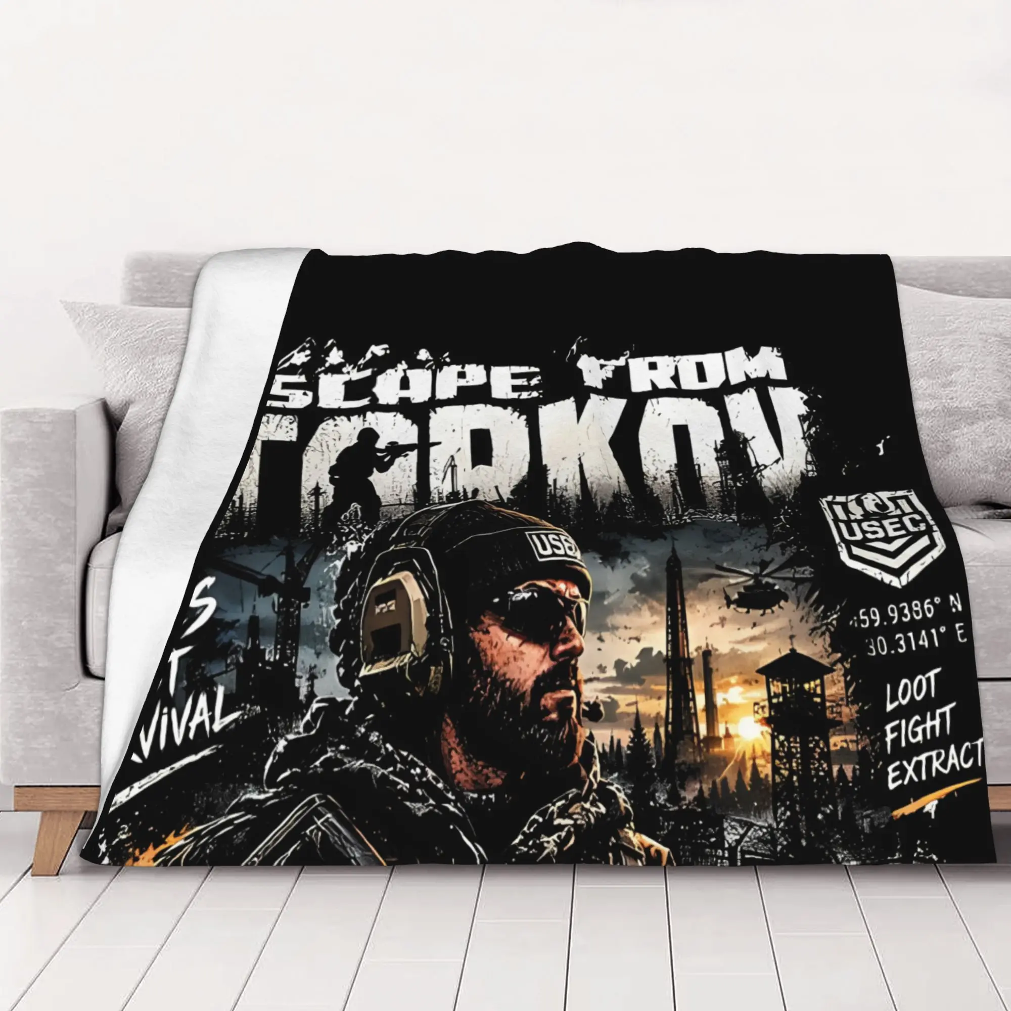 1PC home Cute Room Decor Escape From Tarkov black Blanket Throw Blanket Escape From Tarkov Novelty Warm Blanket All Season