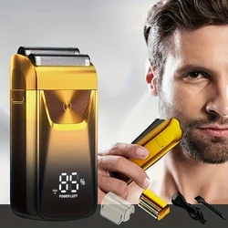 Anti-metal LED LCD Display Electric Shaver Reciprocating Men's Razor Can Shave Bald Hair Clipper