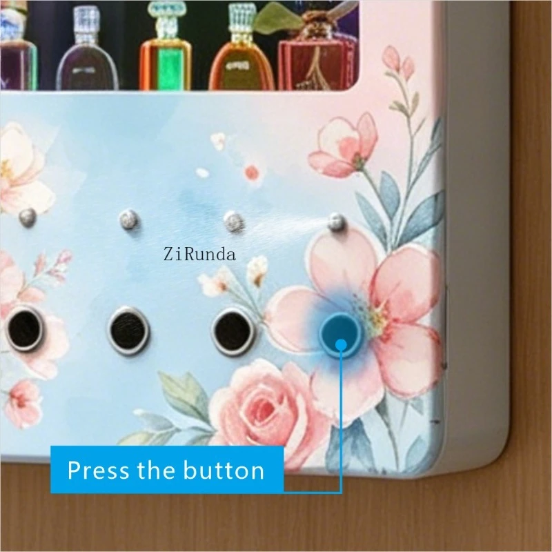 A mais recente máquina de venda automática de perfumes pequena e montada na parede está equipada com tela sensível ao toque.