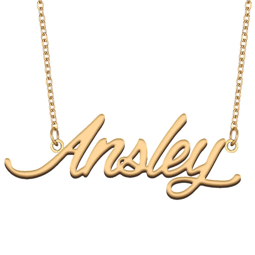 

Ansley Name Necklace for Women Stainless Steel Jewelry Gold Color Nameplate Pendants Collares Para Mujer Letters Choker