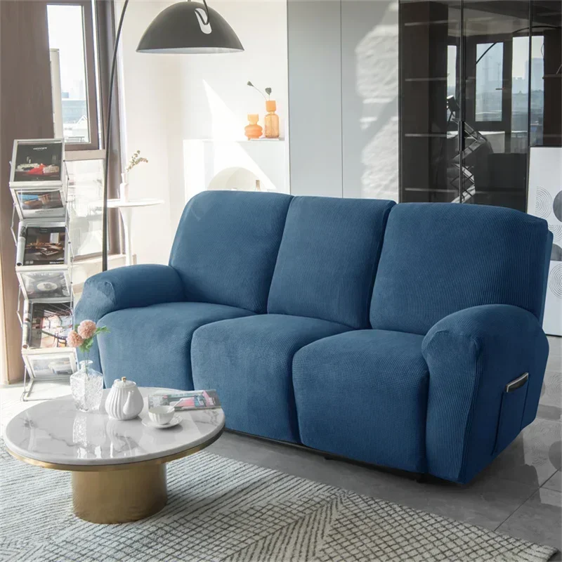 Funda de sofá reclinable de lana Polar para sala de estar, cubierta elástica antideslizante para sofá, Protector de sofá para mascotas, Relax sólido, 3 plazas