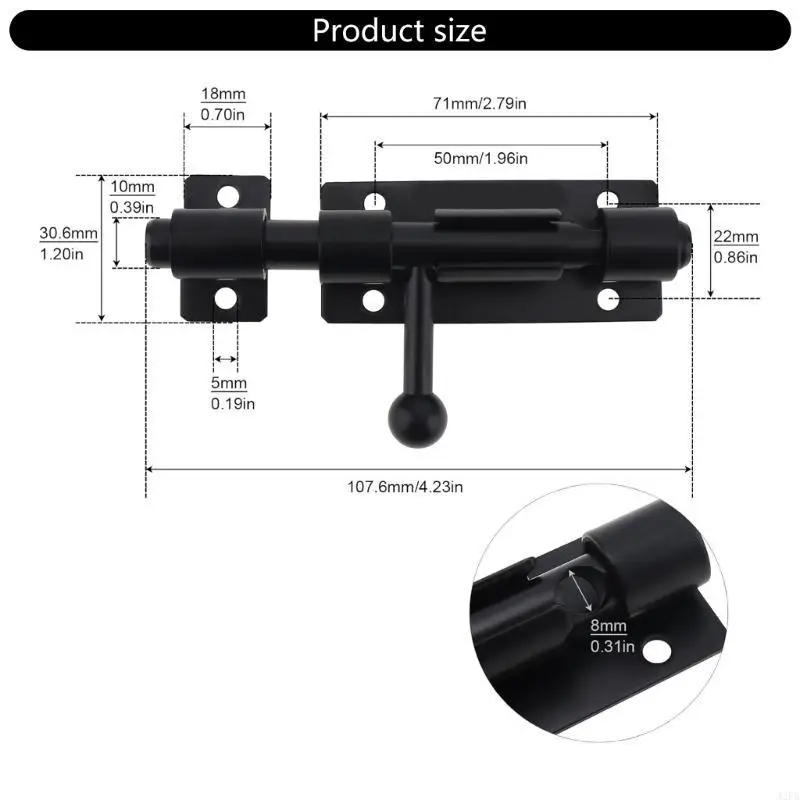2pcs Stainless Steel Slide Bolts Latches Set for Gate and Door Locking