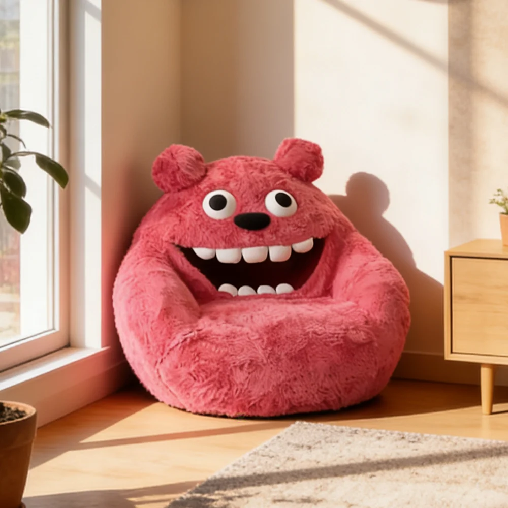 #Soft Plushie Monster Seat Big Mouth Creature Toddler Reading Nook Chair Washable Skin Friendly
