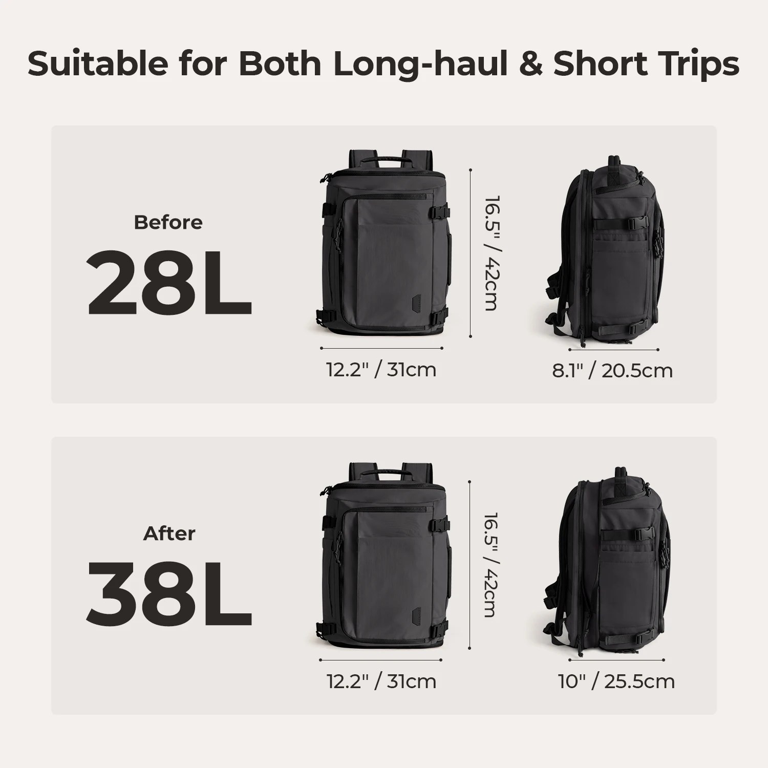 BAGSMART Suitcase Travel Backpack for Easyjet Cabin Bag Airback Men's Backpacks Expendable Waterproof Laptop Backpack Rucksack