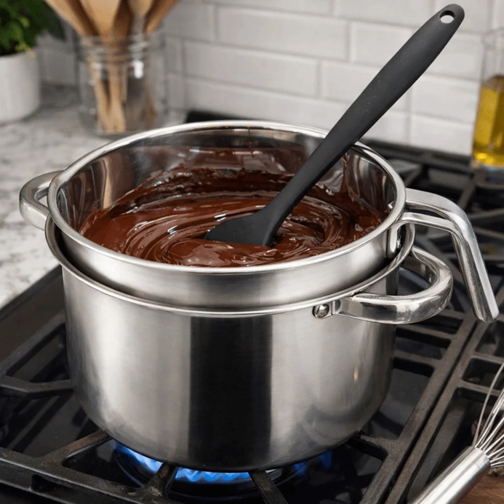 304 Stainless Steel Double Boiler Pot Set with Scale Heat-resistant Butter Melting Boiler Thickened V Shape Flow-through Port