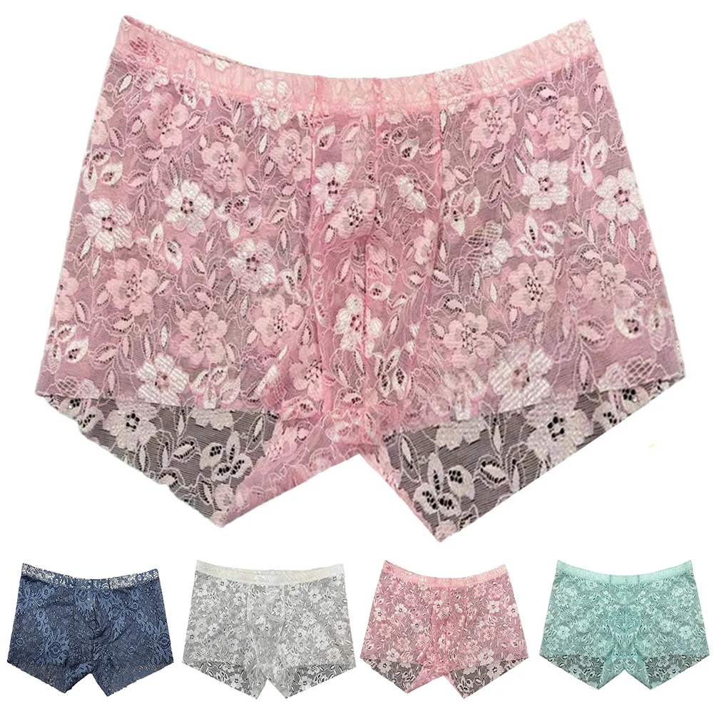 Men's Lace Pouch Bulge Mid-Waist Panties