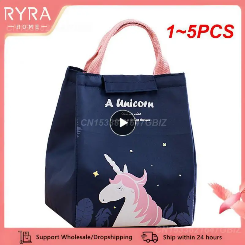 1~5PCS Cute Thickened Student Lunch Bag Thermal Waterproof Storage Bag Lunch Box Cartoon Insulated Cooler Lunch Bag Breakfast