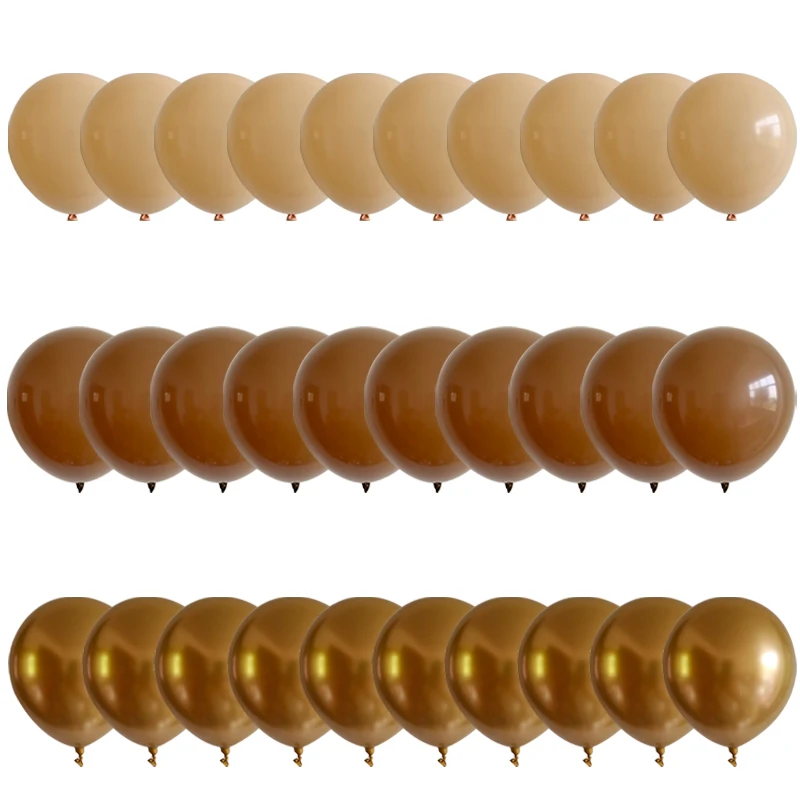 30pcs/lot 10inch Retro Coffee Brown Balloons Gold Confetti Latex Baloon Baby Shower Wedding Birthday Party Decor Globos