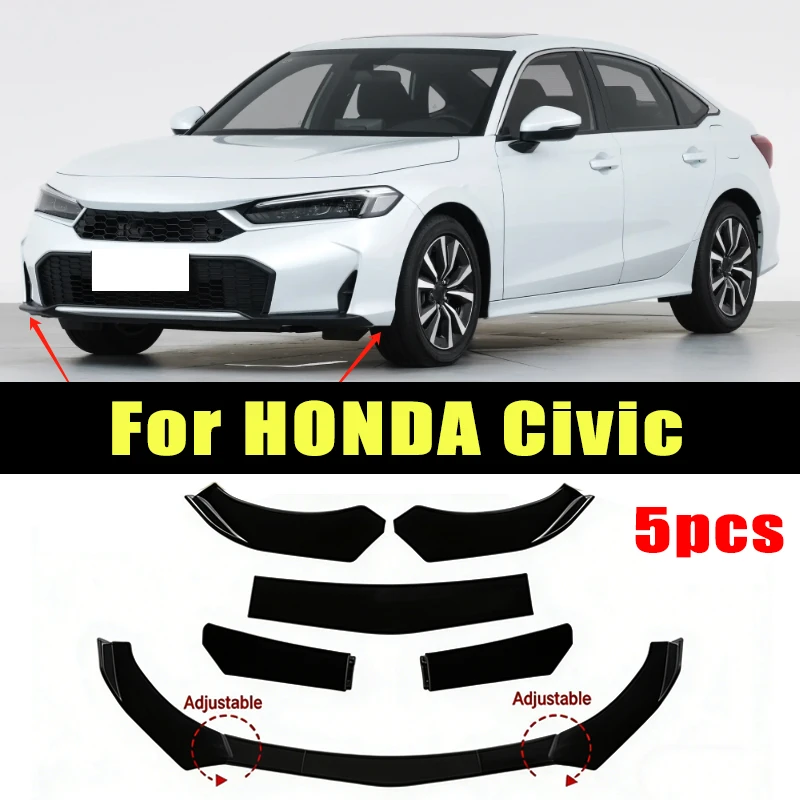 

5Pcs ABS Material Universal Car Front Bumper Separator Bumper Lip Body Kit Duck Lip Separator For HONDA Civic Car Accessories