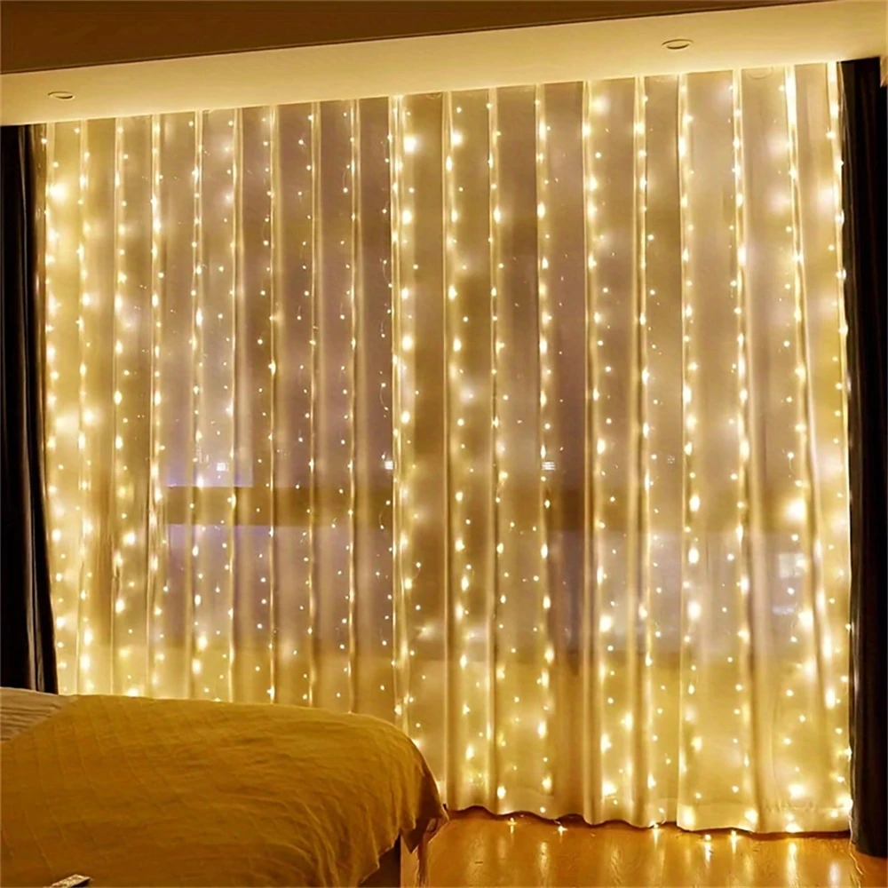 8 Modes USB Power LED Curtain Lights with Remote Control,Wedding,Christmas Decorations for Home,Wall,Garden Party Fairy Light
