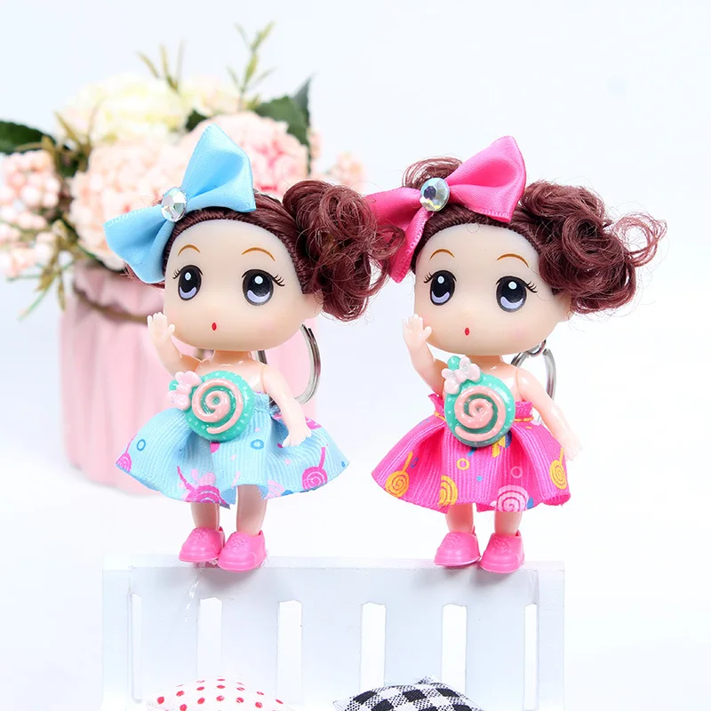 5 pz/set 9cm Creative girl princess doll portachiavi cute doll action doll toy mini doll bag ciondolo bambini play house toy gift