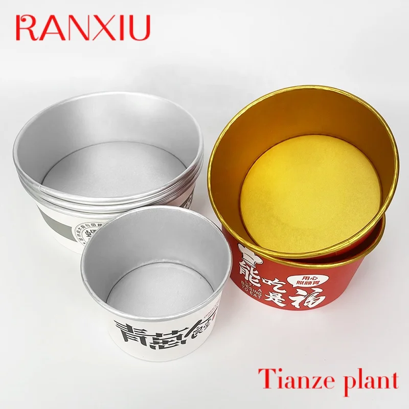 CustomAluminum foil paper bowl for instant noodle, Gold foiled hot food paper container, disposable print salad paper cup