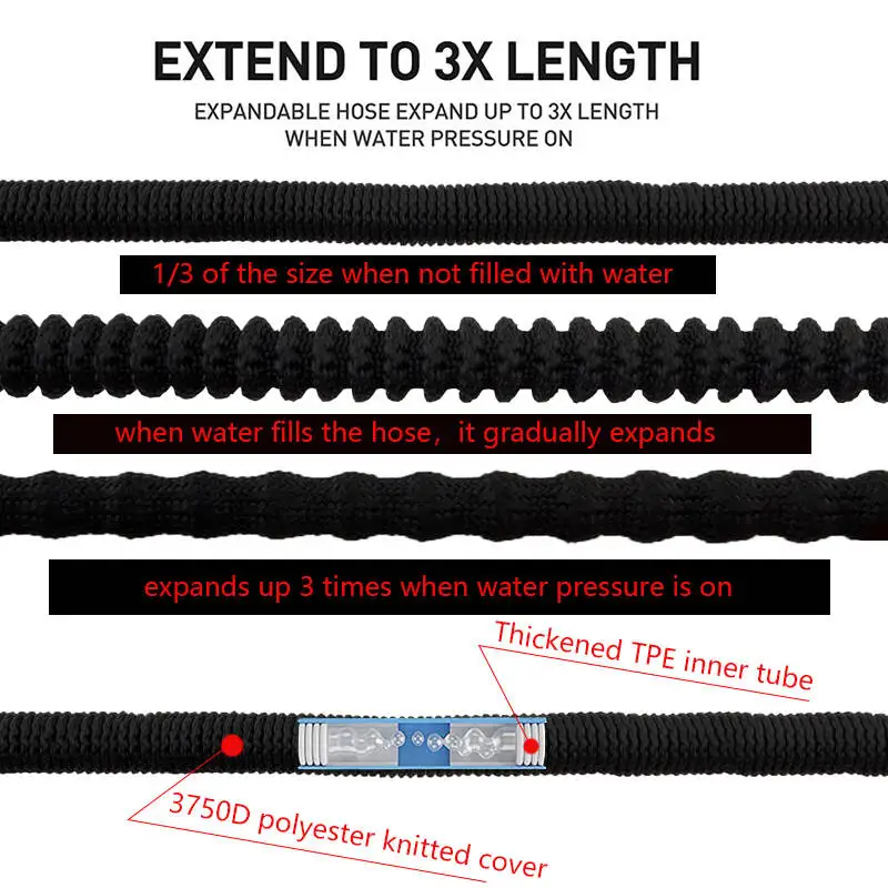 Flexible Expandable Garden Hose High Pressure Nozzle Long Rod Spray Cleaning Foam Pot Water Gun Car Washing Hose Garden Hose