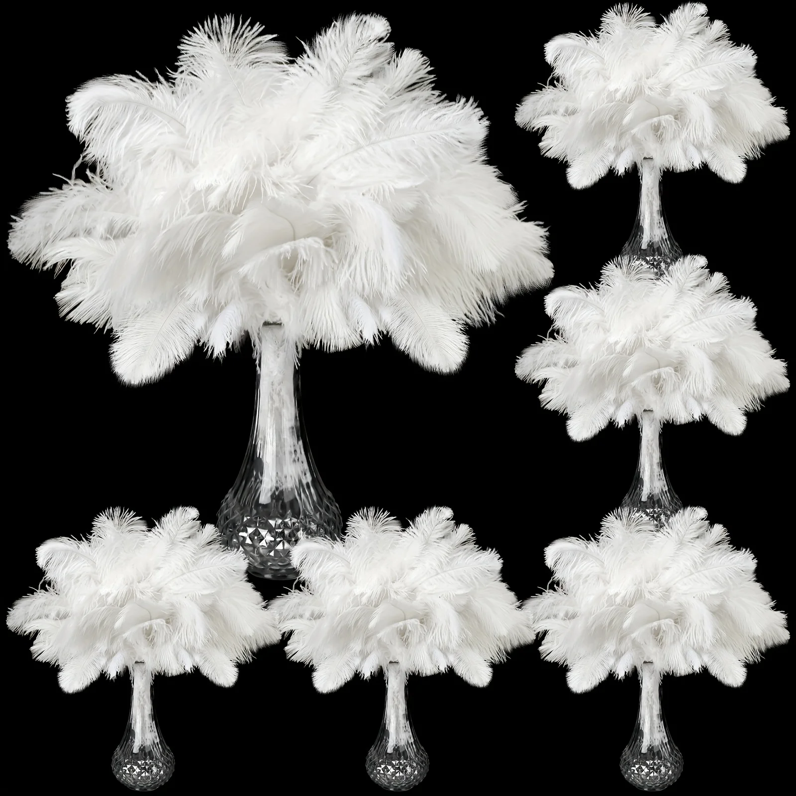 

200pcs White Ostrich Feathers Bulk Plumes for Wedding Decor, Party Centerpieces, and DIY Crafts - 6-14 Inch Natural Non-Wild Ostrich Fur for Home Decoration, Vases, and Hat Embellishments, Decorative Accents | Fluffy Texture | Luxurious Appearance