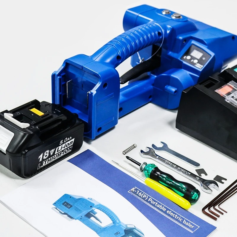 One click fully automatic electric strapping machine PET plastic steel belt automatic bundling tensioner A-16 hot melt portable