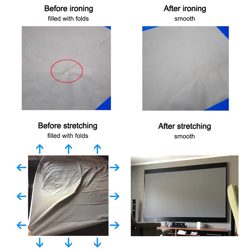 Simple Portable Projector Screen Fabric Reflective Fabric Cloth For Home Outdoor Office HD 3D 4K Curtain Increase Brightness