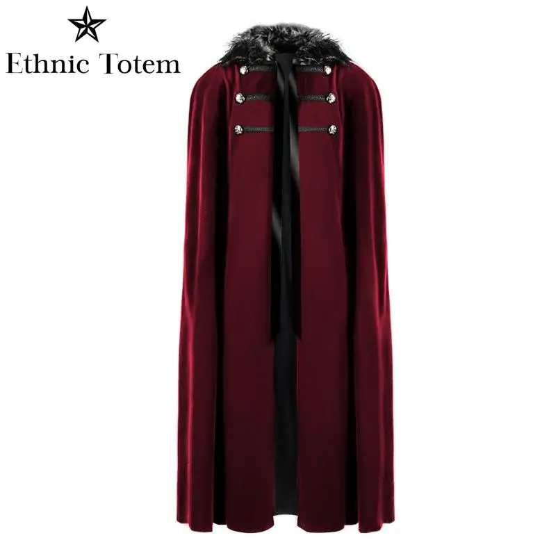 Medieval Fur Collar Cloak Larp Coat Winter Viking Renaissan Cosplay Cape Men Women Halloween Vintage Gothic High Quality Cape