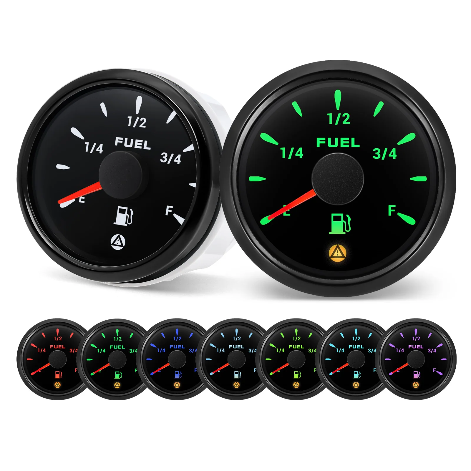 52mm Tankanzeige mit Alarm 13% 7-Farben-Hintergrundbeleuchtung 240-33 Ohm 0-190 Ohm 10-180 Ohm 0-90 Ohm 240-30 Ohm Öltankmesser für Auto – Detail 2