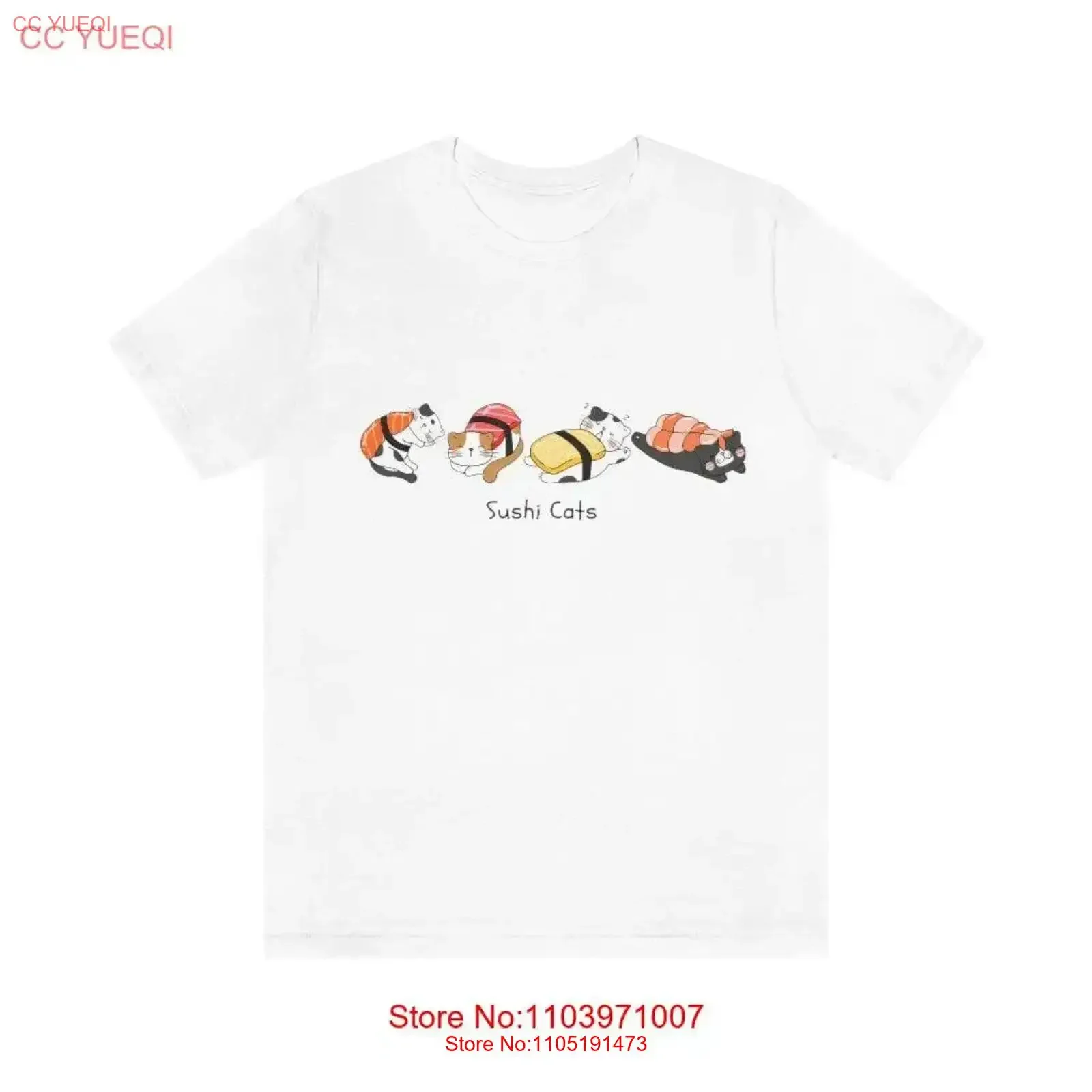 

Футболка из джерси для сна Sushi Cats, милая и удобная для любителей кошек, винтажный стираный мягкий топ с рисунком для повседневной носки, домашняя одежда