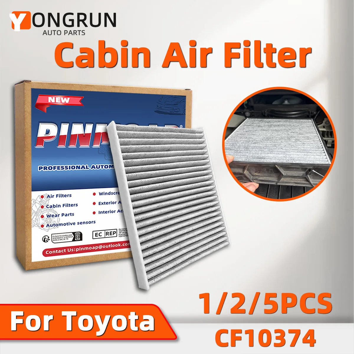 YONGRUN 1/2/5pcs Automotive Air Filter Suitable For Toyota: Tacoma (2005-2023) Carbon Fiber Filter Cf10374 Durable 87139-Yzz09