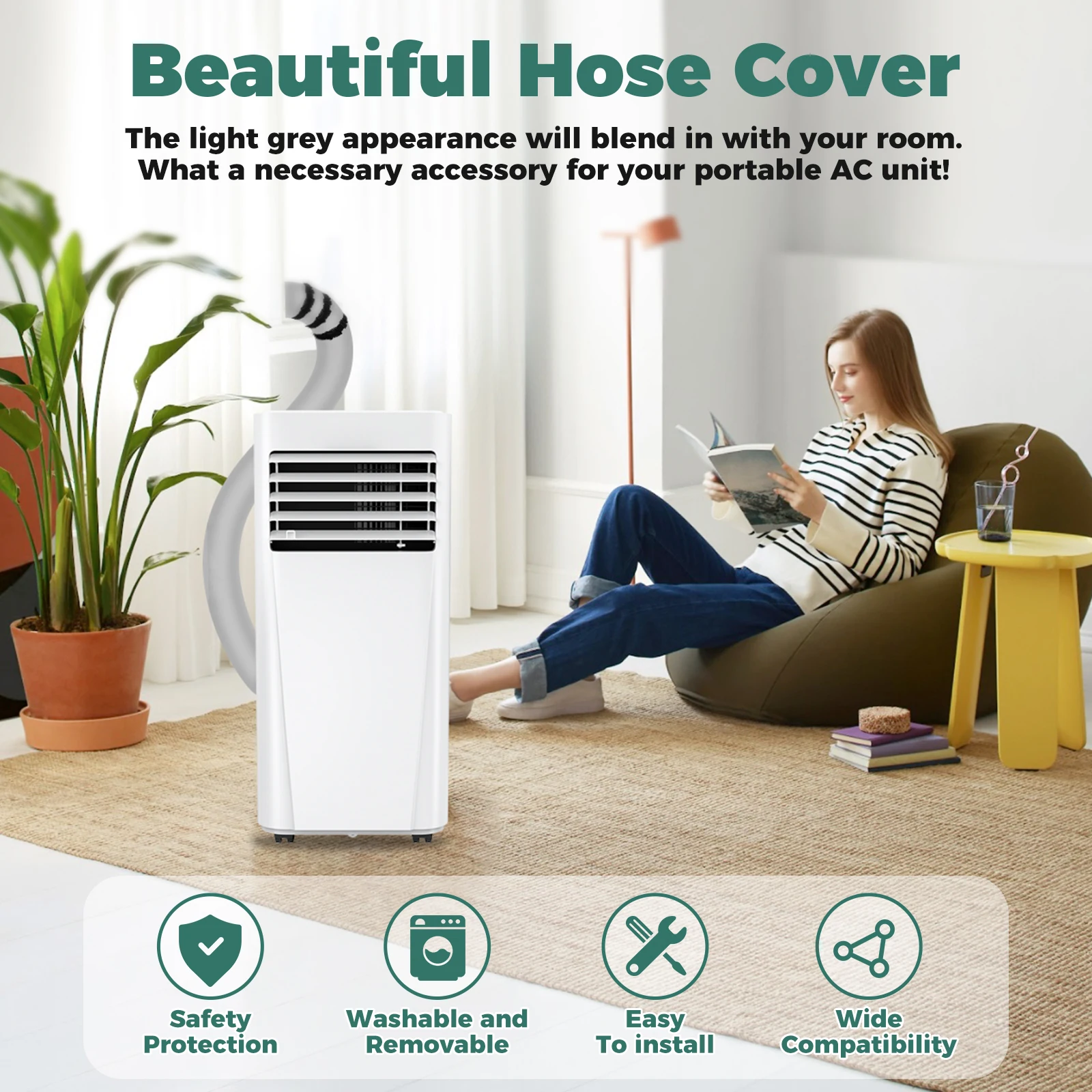 Portable Air Conditioner Hose Cover Insulated Sleeve Universal AC Hose Duct Vent Cover Dust-proof Air Conditioning Tube Cover