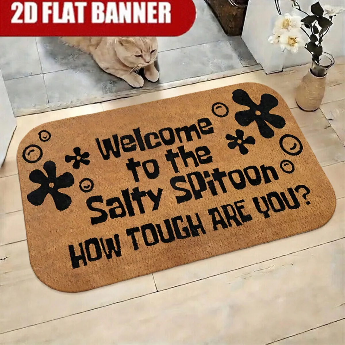 Three Peeking Black Cats Doormat  Home Sweet Home Vintage Color Block Front Door Pet Lover Welcome Floor Mat