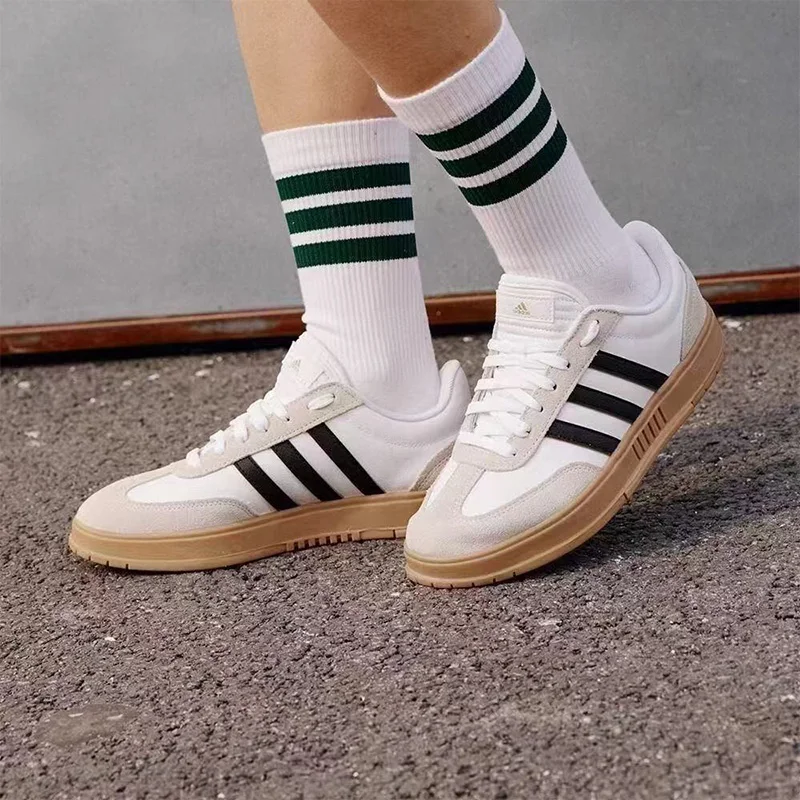 Adidas Gradas Ortholite Fashionable Low-Top Sneakers for Men and Women, White and Brown, Regular Style, Versatile, Comfortable, Lace-Up, Synthetic Leather Ie9044
