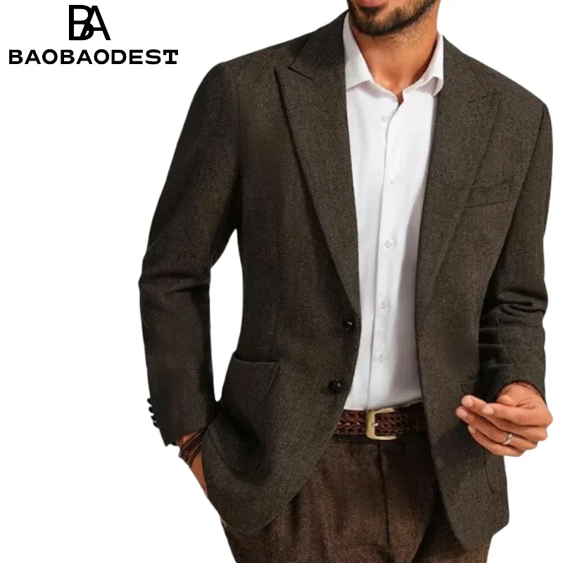 

Men's Sporty Regular Fit Wool Tweed British Blazer Modern Suit Jacket for Men