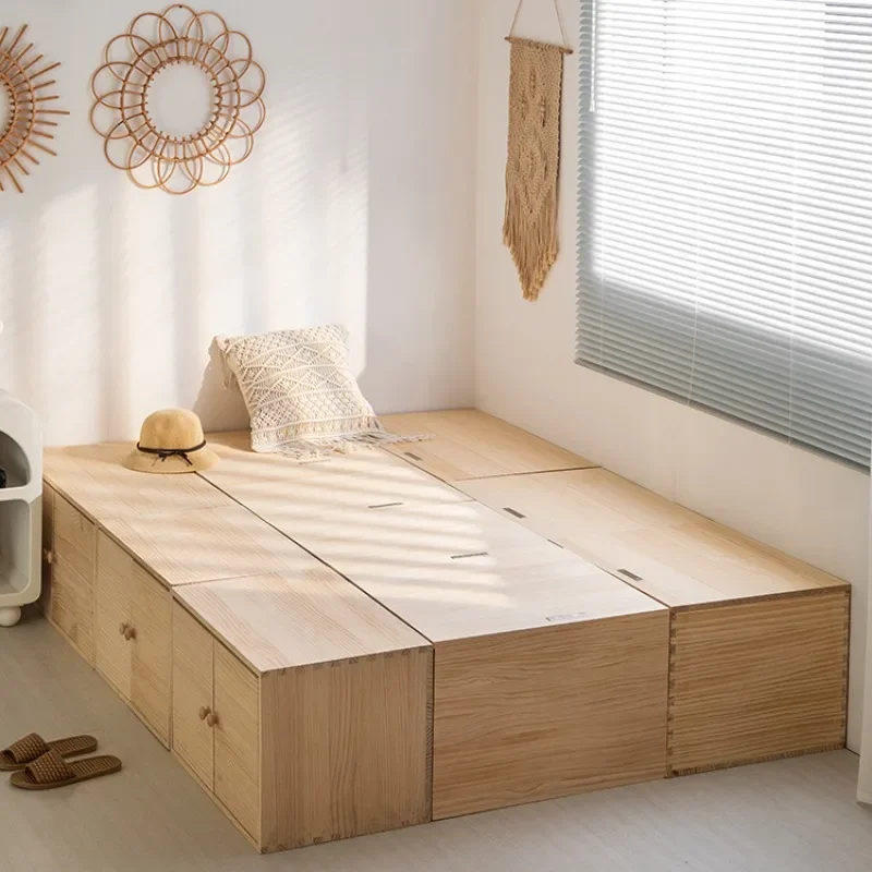 

Tatami wooden box storage box multi-functional solid wood splicing bed