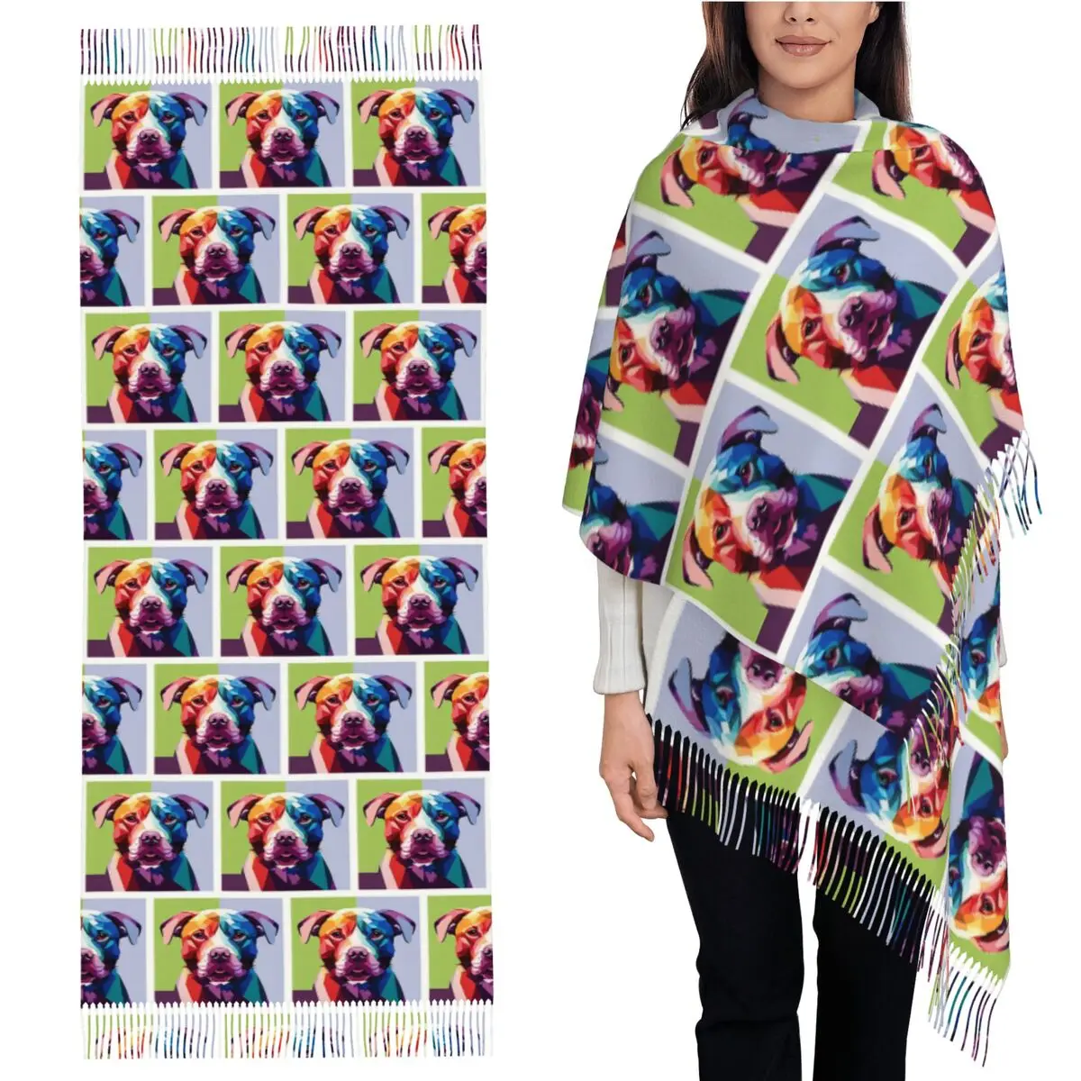 

Шарф Pitbull, шарфы с кисточками для женщин, мягкие теплые шали и накидки, длинная осенне-зимняя шаль