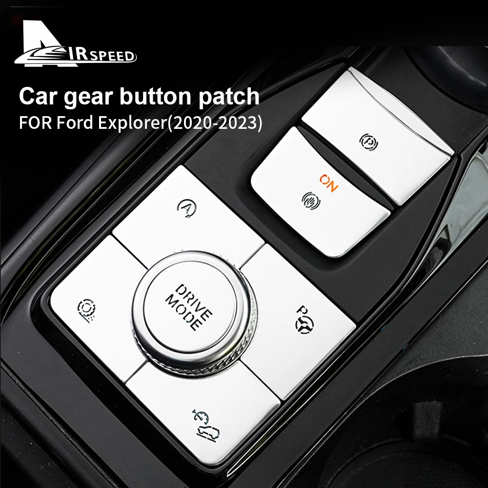 For Ford Explorer 2020 2021 2022 2023 LHD RHD Brand New Metal Sliver Car Gear Shift Switch Button Cover Sticker Accessories