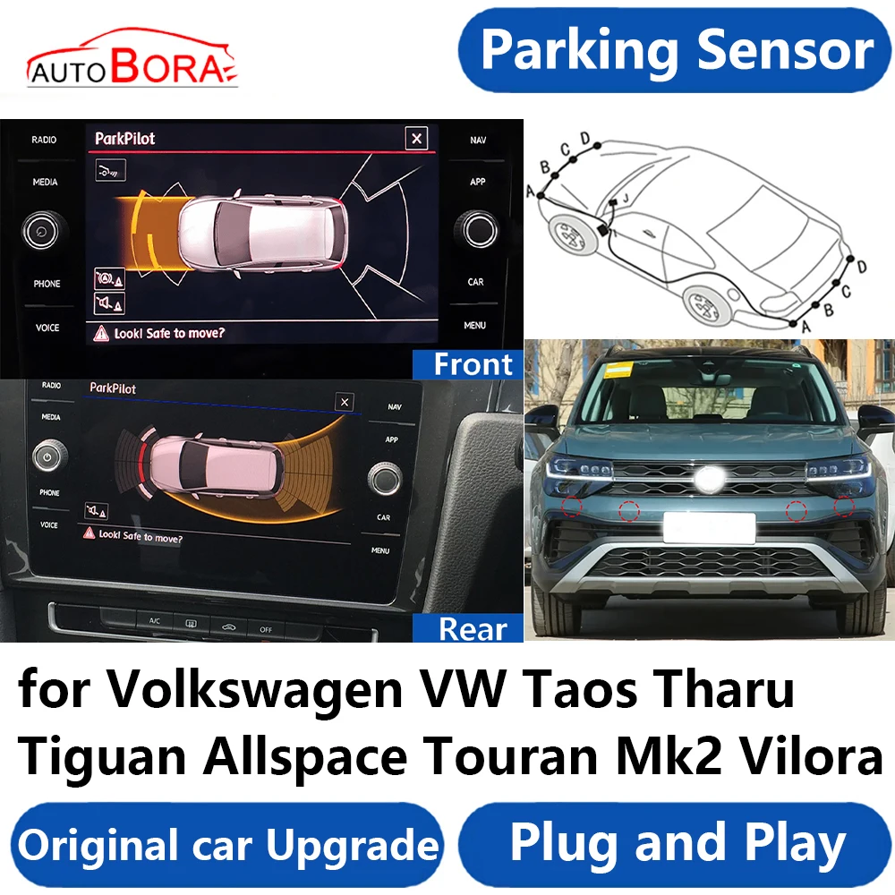 

Parking Sensor Buzzer System Reverse Backup Accessories Plug and Play for Volkswagen VW Taos Tharu Tiguan Allspace Touran Mk2