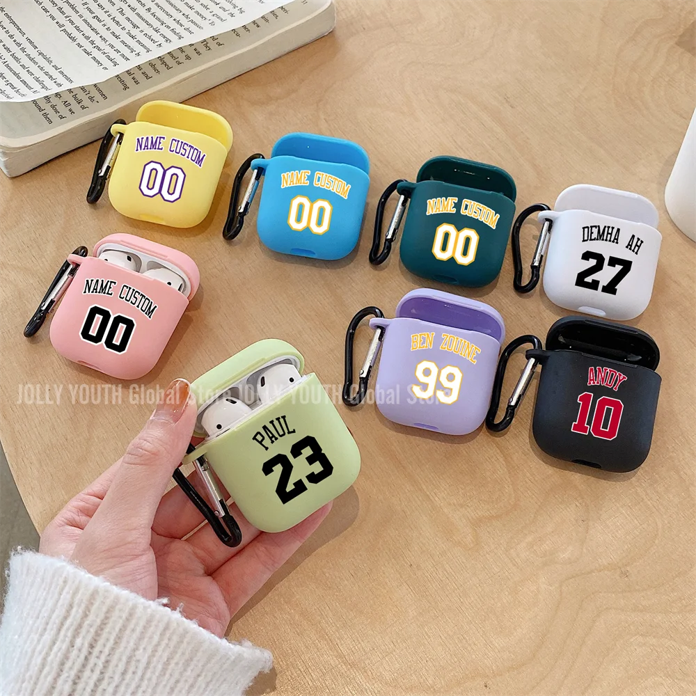 Basketball Number Name Custom Case for Apple Airpods 1 2 3 Soft Silicone Cover Logo Image Text Personalized Case for Airpods Pro