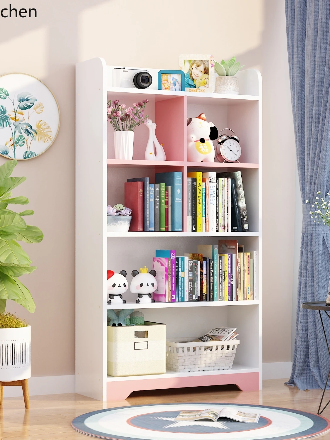 YFY Floor Shelf Bookcase Bookshelf Children's Small Storage Cabinet Household Locker