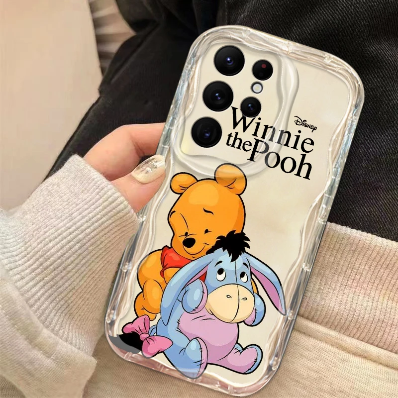Cartoon Disney Winnie Bear For Samsung Galaxy S24 S23 S21 S21 S20 Ultra Plus Transparent Soft Wave Oil Phone Case image 4