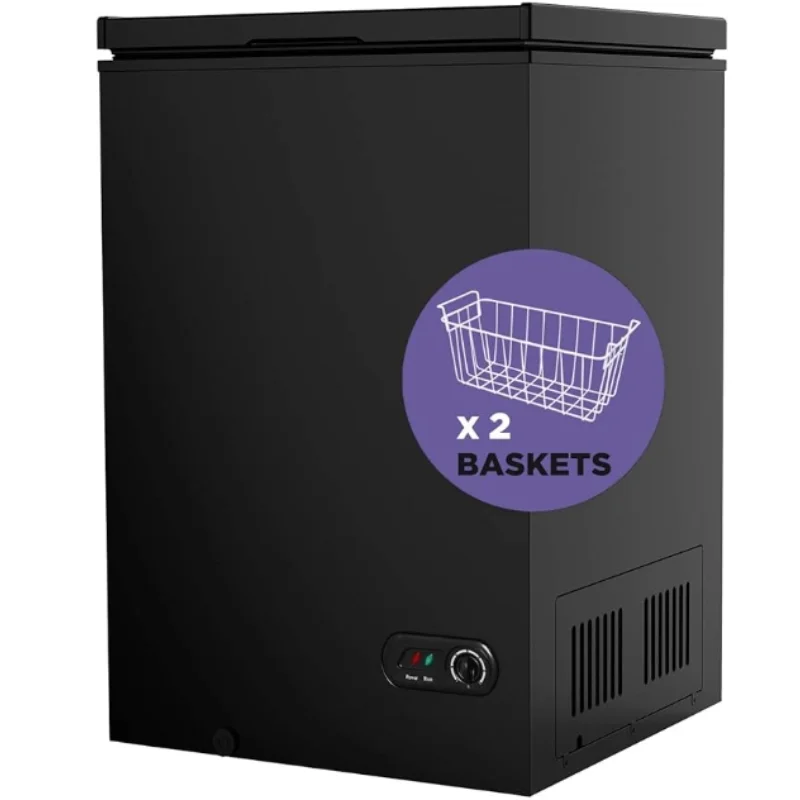 فريزر نورتهير 3.5 قدم مكعب، 2 سلال قابلة للإزالة، فريزر مدمج هادئ - 7 إعدادات لدرجة الحرارة - أسود