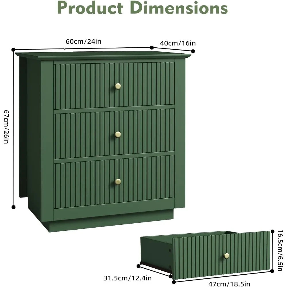 مجموعة كبيرة منضدة مخدد باللون الأخضر مكونة من قطعتين مع محطة شحن، طاولة بجانب السرير خشبية حديثة بعرض 24 بوصة مع 3 أدراج #2