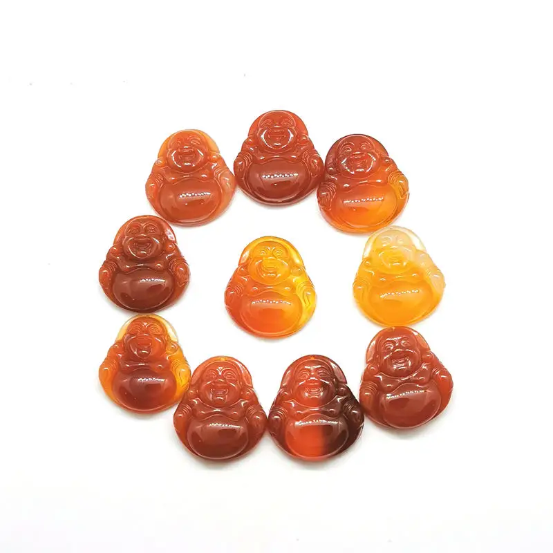 

10 шт., амулеты Майтрейи с красным агатом Mile FO Smile Будды TBP369